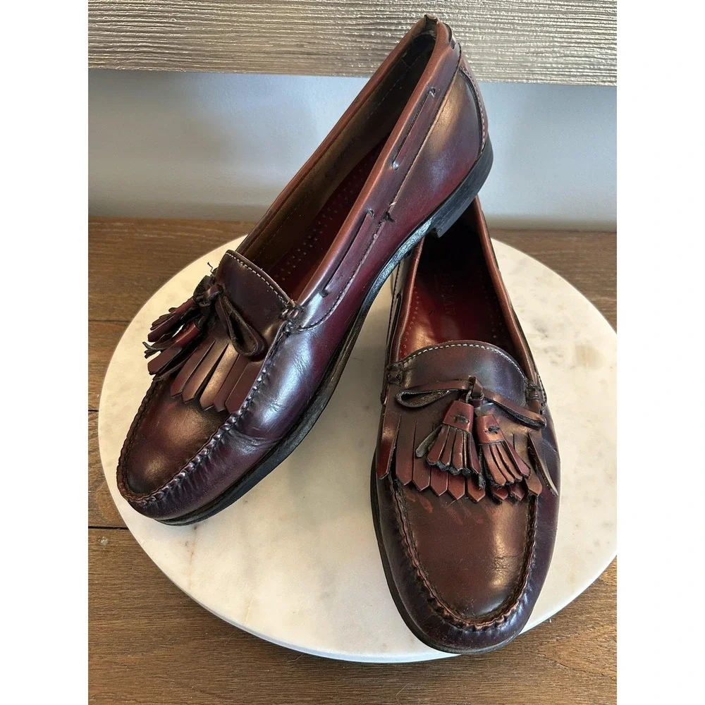 Vintage Cole Haan Tassel Kiltie Loafer‎ Shoes Mens Size 8.5 Made USA 90s